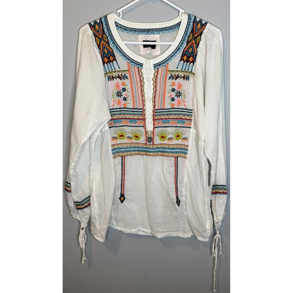 Biya Johnny Was Small Embroidered Shirt Floral Cotton Boho Bohemian